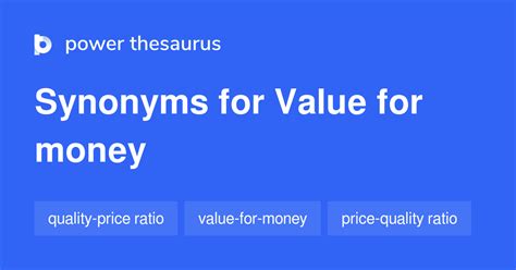 synonym value for money.